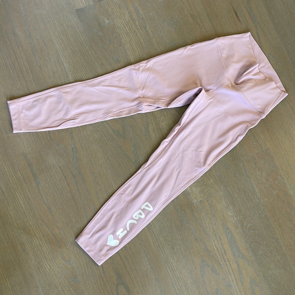 Lululemon SoulCycle palm beach pink leggings